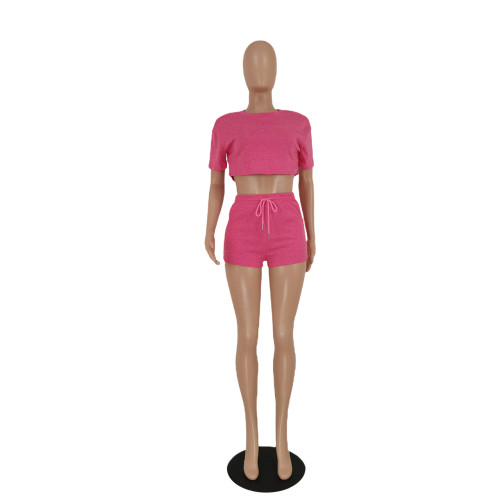 Fashion casual short two-piece solid color set