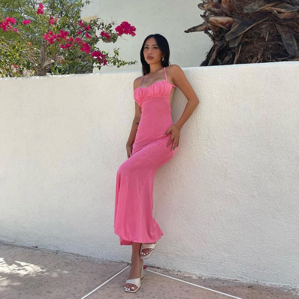 Mesh Breast Cup Strap Dress Sexy Perspective Slim Fit Spicy Girls Holiday Dress