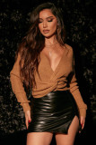 Women's Short Skirt Night Shop PU Leather Zipper Sexy Leather Skirt Wrapped Hip Skirt