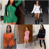 Women's Open Back Sweater Hollow out Knitted Nightwear Soft Sexy One Piece Shorts