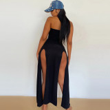 Hot Diamond Cross Split Off Line Neck Sexy Dress
