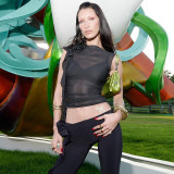 Fashion Round Neck 3D Flower Perspective Mesh T-shirt
