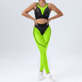 Tight Yoga Set Mesh Sexy Sports Bra Hip Lifting Pants Fitness 2PK Set