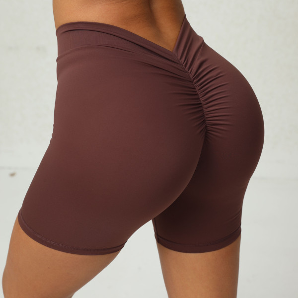 Deep V-shaped Wrinkled Back Waist Tight Hip Yoga Shorts No Embarrassment Thread Honey Hip Fitness Pants