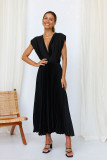 Sexy Pleated Dress Casual Loose Zip Sleeveless Dress