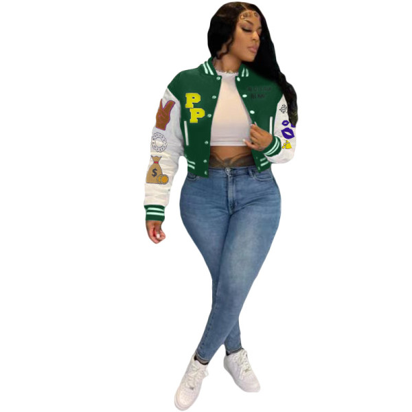 Fashionable printed bomber jacket Longfeng cloth jacket