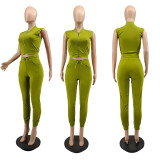 Sports Casual Baseball Jersey Collar Tank Top Pants Set
