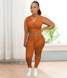 Sports Casual Baseball Jersey Collar Tank Top Pants Set