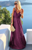 Sexy Strap Pleated Dress Lace Up Loose Swing Dress
