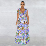 Women's colorful sleeveless shoulder lace up long dress dress