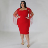 Oversized Women's Dress Sexy Tassel Sleeveless Temperament Slim Fit Dress