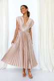 Sexy Pleated Dress Casual Loose Zip Sleeveless Dress