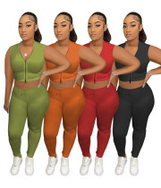 Sports Casual Baseball Jersey Collar Tank Top Pants Set