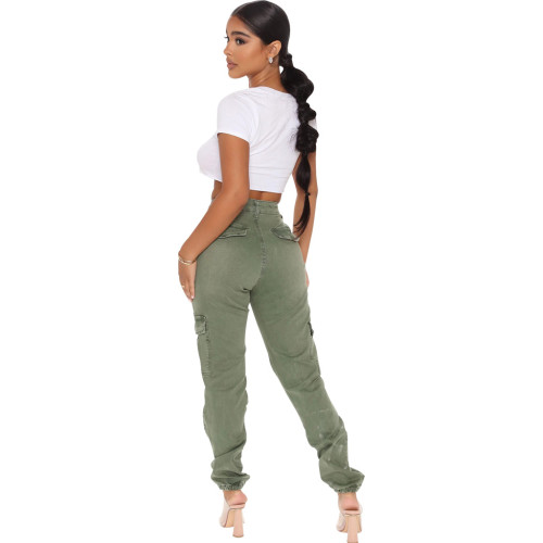 Beautiful fashion slim camouflage printing comfortable casual elastic cargo pants