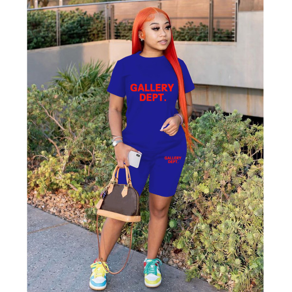 Fashion Leisure Sports Set Cartoon Print Solid Color 2-Piece Women's Wear