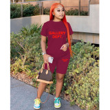 Fashion Leisure Sports Set Cartoon Print Solid Color 2-Piece Women's Wear
