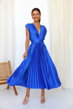 Sexy Pleated Dress Casual Loose Zip Sleeveless Dress