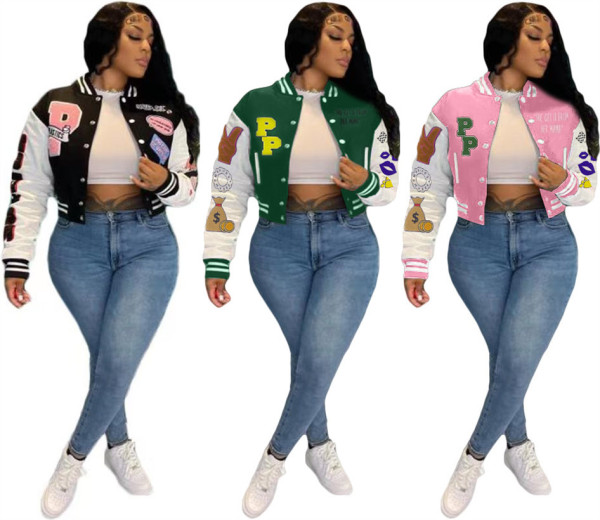 Fashionable printed bomber jacket Longfeng cloth jacket