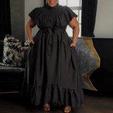 Sexy Strap Button Large Dress Large Swing Dress