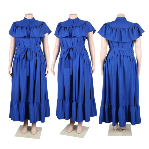 Sexy Strap Button Large Dress Large Swing Dress