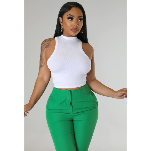 Women's Fashion Sports Casual Short Top Solid Tank Top