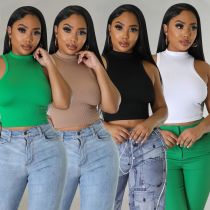 Women's Fashion Sports Casual Short Top Solid Tank Top