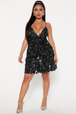 V-neck strapless strapless sequin sexy dress
