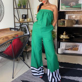 Sexy patchwork printed contrast color jumpsuit