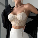 A niche mesh sequin thin shoulder strap with unique fashion and sexy spicy girl vest