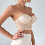 A niche mesh sequin thin shoulder strap with unique fashion and sexy spicy girl vest