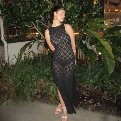 Beach Vacation Sexy Long Dress Knitted Split Dress
