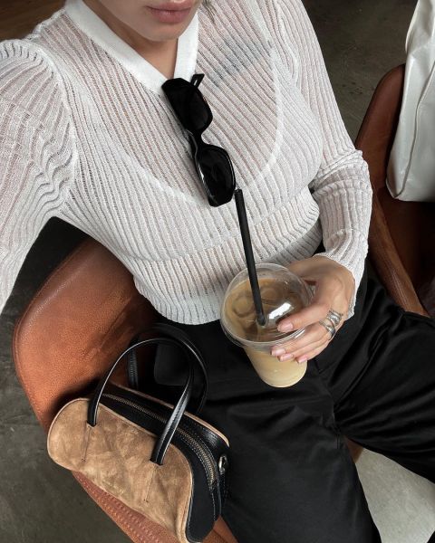 Long sleeved round neck thin breathable knitted wool top