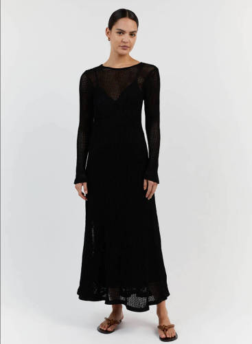 Beach Vacation Sexy Long Dress Knitted Hollow out Long Dress Cover Up