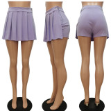 Pleated and pleated skirt pants fake two pieces of commuting solid color temperament skirt pants hot pants
