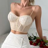 A niche mesh sequin thin shoulder strap with unique fashion and sexy spicy girl vest