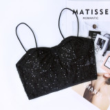 A niche mesh sequin thin shoulder strap with unique fashion and sexy spicy girl vest