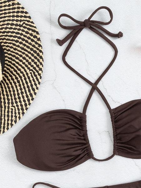 Hanging Neck Strap Split Swimsuit Beach Flat Corner Swimsuit Bikini Swimsuit