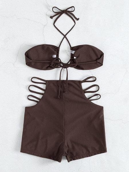 Hanging Neck Strap Split Swimsuit Beach Flat Corner Swimsuit Bikini Swimsuit