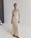 Beach Vacation Sexy Long Dress Knitted Hollow out Long Dress Cover Up
