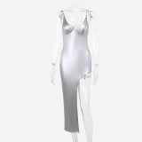 Sexy Slim Fit Show Chest Waist Split Spicy Girl Dress