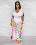 Women's Long Skirt Sexy Wool Woven Hand Hook Knitted Tassel Colored Beach Skirt