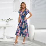 Fashionable Bat Sleeves V-Neck Open Back Strap Dress