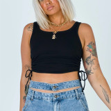 Drawstring Thread Wrapped Chest Top