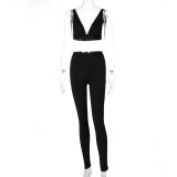 Two-piece sexy V-neck sports yoga suit S062420