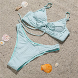 Steel Tote Gathers Sexy Bikini Swimsuit Swimwear