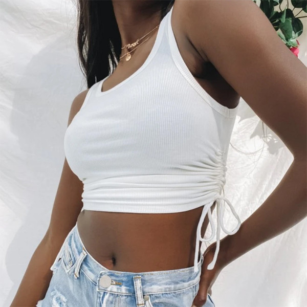 Drawstring Thread Wrapped Chest Top