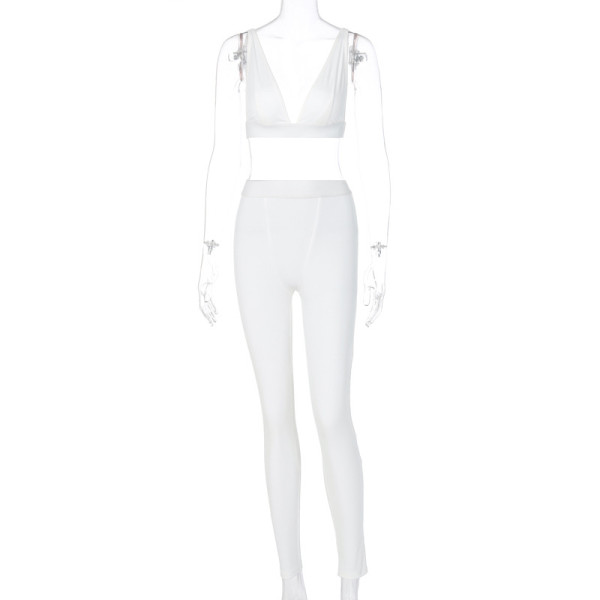 Two-piece sexy V-neck sports yoga suit S062420