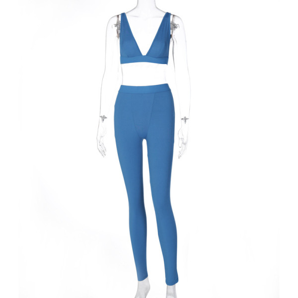 Two-piece sexy V-neck sports yoga suit S062420