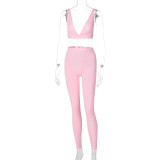 Two-piece sexy V-neck sports yoga suit S062420