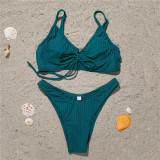 Steel Tote Gathers Sexy Bikini Swimsuit Swimwear